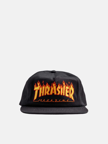 Thrasher Flame Emb Snapback - Black